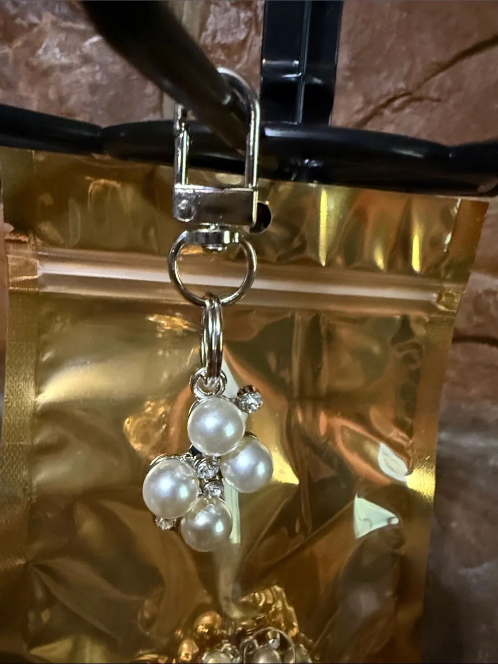 Pearl Cluster Keychain in Silver Christmas in July set of 5